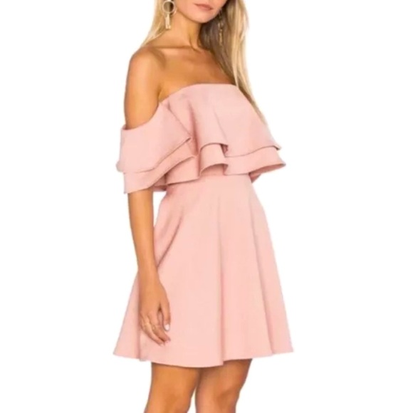 [ KEEPSAKE THE LABEL ] 2 Tiered Off-Shoulder Serenity Dress: Dusty Pink: S: EUC - Picture 1 of 8